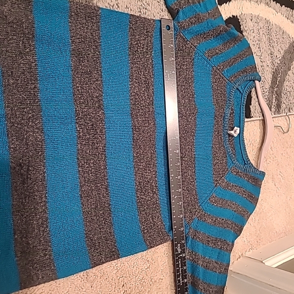 Vintage Aéropostale Womens Knit Sweater Gray/Teal XL L/S Scoop Neck - Picture 7 of 14